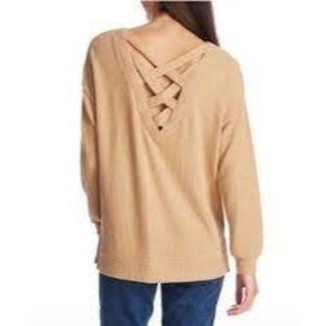 NWT 1. State Women's Ribbed V-neck Balloon Sleeves Sweater